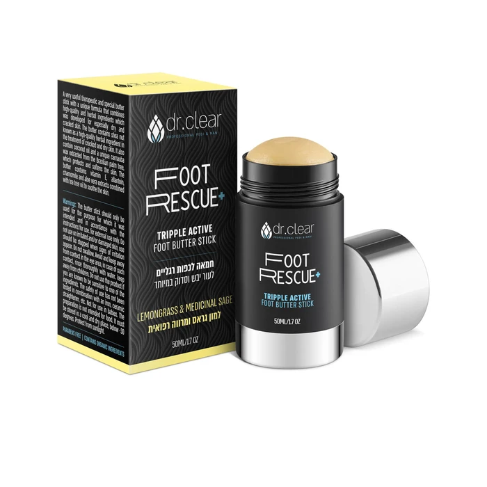 FOOT RESCUE DR.CLEAR חמאה לכפות רגליים למון גראס ומרווה רפואית 50 מ''ל