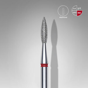 ראש מניקור סטאלקס יהלום להבה מחודדת אדום קוטר 2.1 מ"מ / חלק עבודה 8 מ"מ