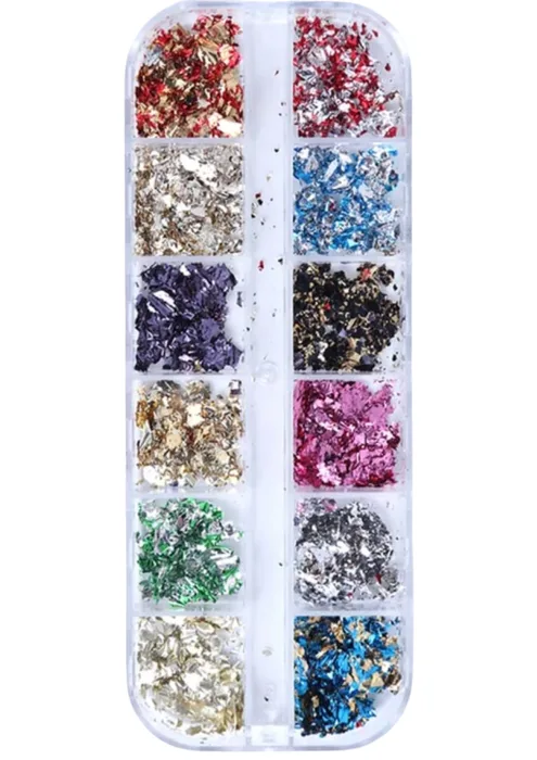 קישוטים לציפורניים- פתיתי מתכת נצנצים בצבעים M